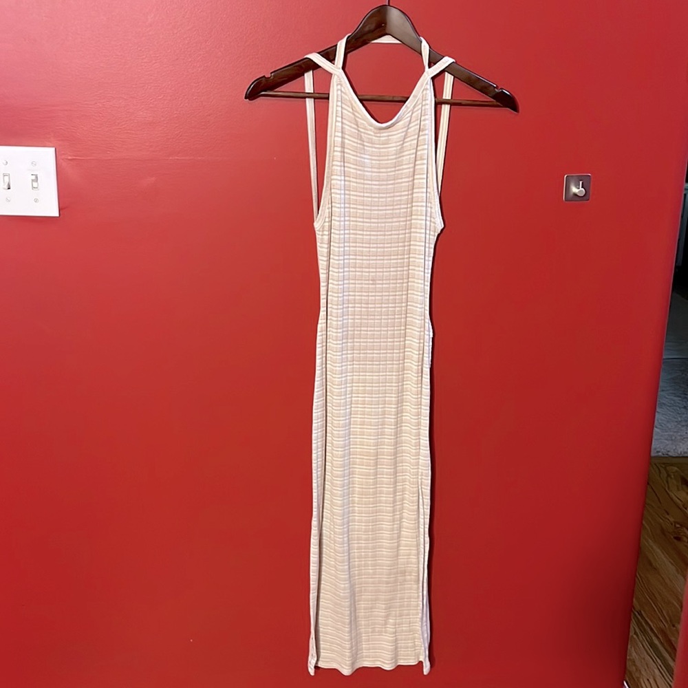 Wet Seal, M nude stripe backless dress.